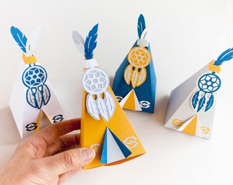Teepee Party box. Party favor Boxes for Boho Birthday Party. Tribal party boxes. Boho Chic birthday party Gift. Candy party Box