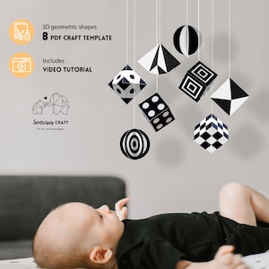 Montessori mobile printing template. Contrast Mobile with geometric shapes. DIGITAL DOWNLOAD