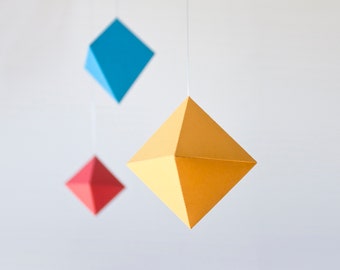 Octahedron Montessori Mobile: Primary Colors, Newborn Gift. Baby Visual development material