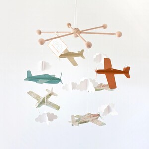 Vintage Airplane Mobile. Planes Baby Mobile. Pilot Baby Crib Hanger. Gender-Neutral Mobile. Little Traveler Baby Gift. Nursery Decor Mobile