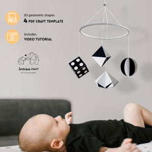 Printable Montessori mobile Munari DIY. High contrast black and white mobile. DIGITAL PDF for newborn. Montessori baby craft pattern