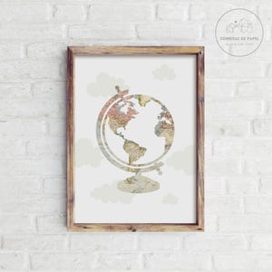 Globe Wandbild. Weltkarte Print. Reisende Geschenk. Reise-Kinderzimmer-Dekor. Kinderzimmer Posterdruck. Wanddekoration zum Thema Abenteuer