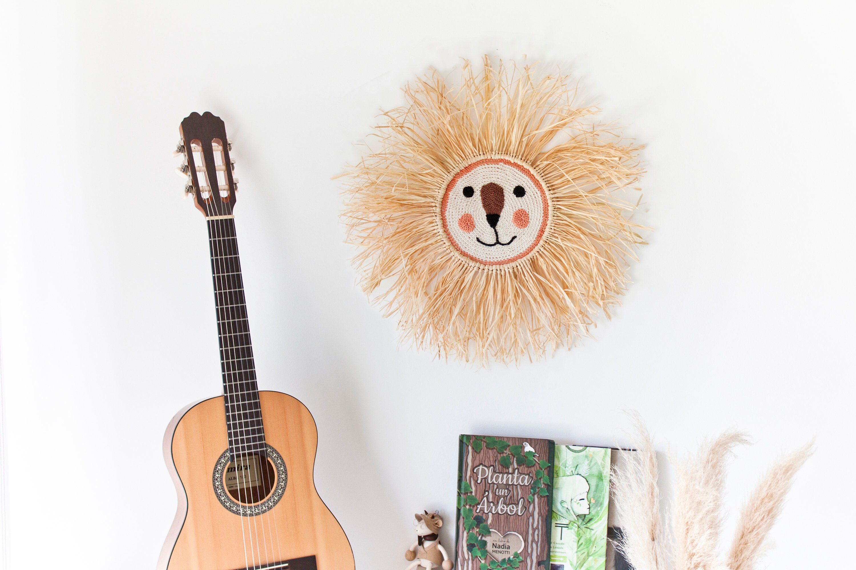 Lion Wall Hanging. Raffia Lion. Crocheted Lion. Lion Theme Etsy