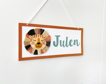 Jungle name sign. Name wall sign for jungle nursery decor. Personalized name plaque for jungle room door.