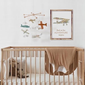 Airplane mobile. Baby shower gift for airplane lovers. Aviation nursery mobile. Hanging crib mobile for travel kids room decor