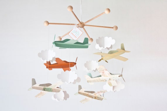 Móvil Aviones Vintage. Móvil Bebé Aviones. Colgador Cuna Bebé Piloto. Móvil  Género Neutral. Regalo Bebé Viajero. Móvil Decoración Infantil 