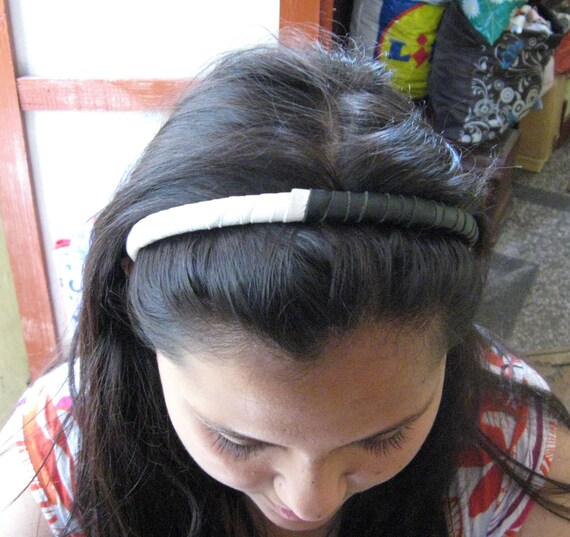 Black White Leather Hair Band Thin Leather Headband Leather Etsy