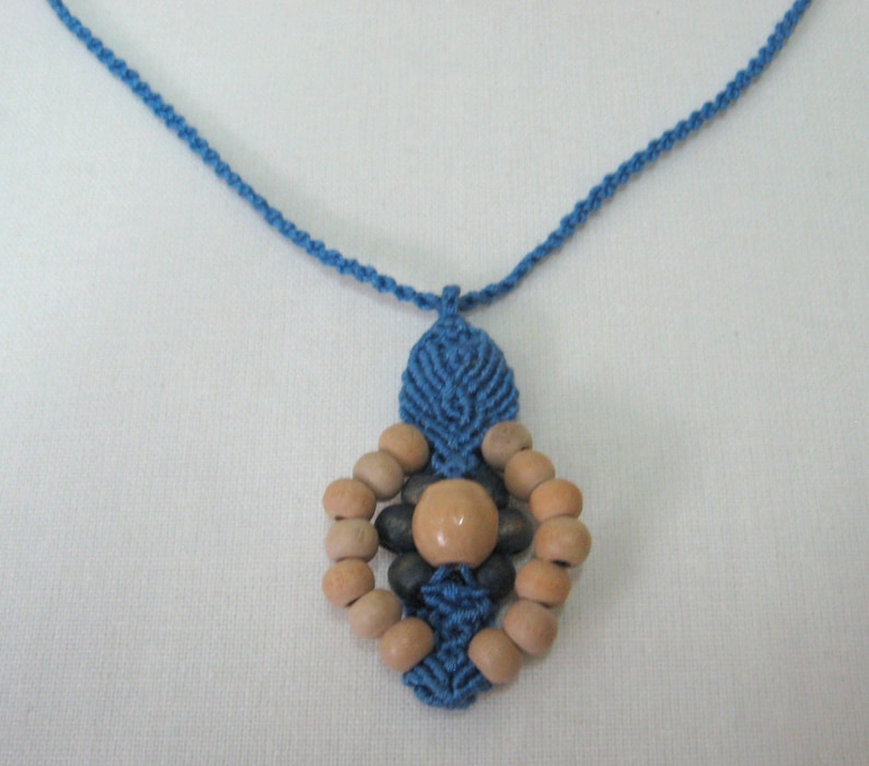 Makramee Jewelry set Blue set macrame wooden elements Macrame jewelry set Macrame earrings Macrame necklace Handmade set for women