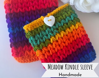 Meadow Kindle Paperwhite Sleeve-e-reader cozy-rainbow crochet kindle sleeve