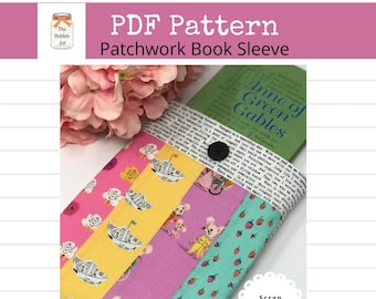 Sewing Pattern-Patchwork Book Sleeve PDF Pattern, Book Sleeve Pattern, instant download (not a finished item)