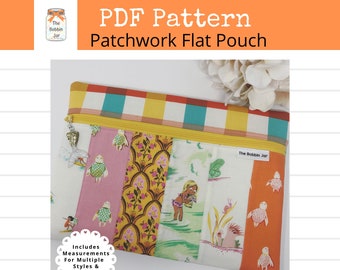 Sewing Pattern-Patchwork Flat Pouch PDF Pattern, Pouch Pattern, Stitching Organizer Pattern, instant download (not a finished item)