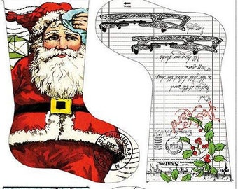 Vintage Christmas Stocking Panel: Santa Fabric (24" x 43")