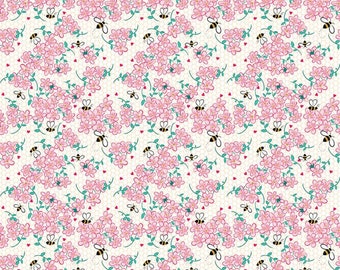 SOLD BY 1/2 YARD-Mint for You Floral White Sparkle-100% cotton fabric