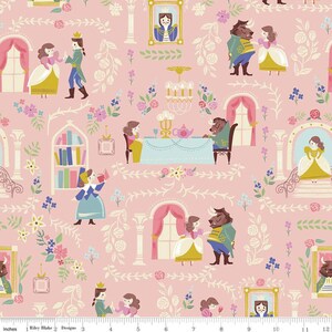 1/2ヤードで販売 - 美女と野獣 メインピンク