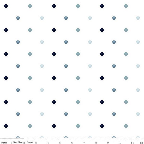 SOLD BY 1/2 YARD-Simply Country Quilt Stars White - 100% cotton fabric - Tasha Noel Fabric