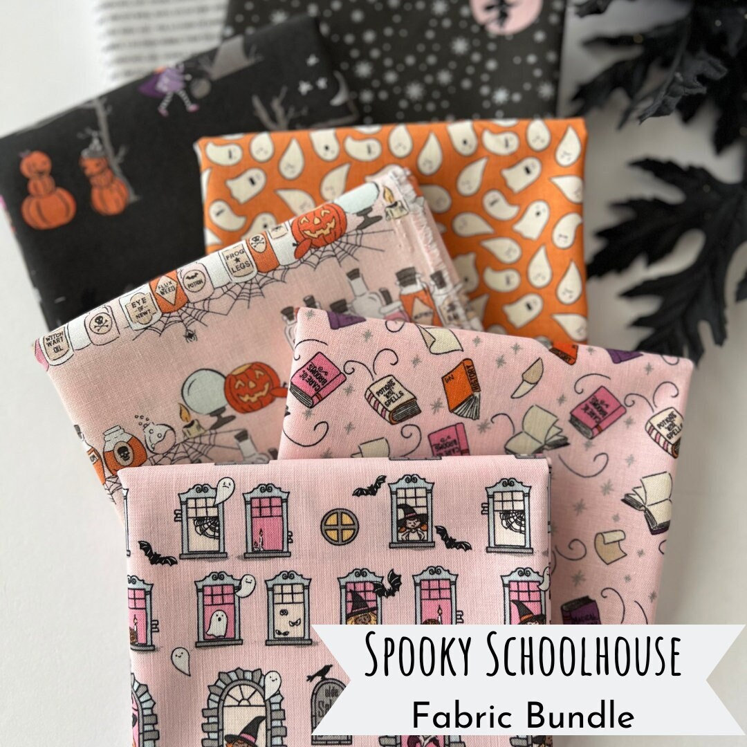 FAT QUARTER BUNDLE (7) Spooky Schoolhouse by Melissa Mortenson - Halloween Sewing