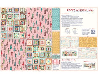 Happy Crochet Bags Home Décor Panel-Lori Holt Bag Panel-Lori Holt Pouch Panel-Lori Holt Fabric-Lori Holt Crochet