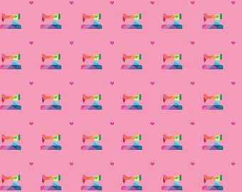SOLD BY 1/2 YARD-Make Geo Sewing Machine Hot Pink - Quiet Play Fabric-100% cotton fabric
