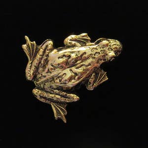 Frog Pin Brooch 24 Karat Gold Plate Toad Bullfrog Polliwog Croaker Amphibian PG370 image 3