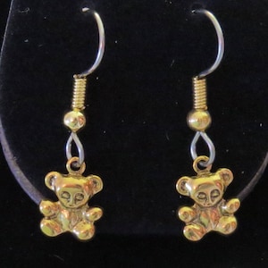 Tiny Teddy Bear Earrings 24 Kt Gold Plate Bears EG547