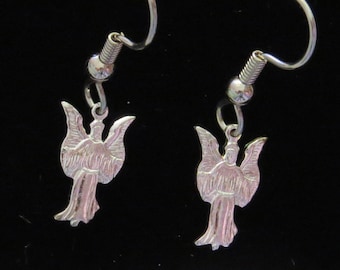 Pendientes de ángel navideño plateados, ángel festivo, mensajero espiritual, ser celestial ES456