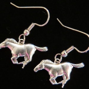 Mustang Earrings Brass or Oxidized Matte Silver Horse Pony Sports Ford Classic Car Logo EG426 / ES387