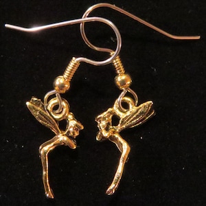 Tinkerbell Earrings 24 Karat Gold Plate Tiny Disney Fairy Fairies Fantasy EG195