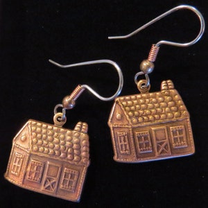 Gingerbread House Earrings Copper Christmas Happy Holiday Ginger Bread Baking Decorations Cookies Gift Prize Last Pair EC023