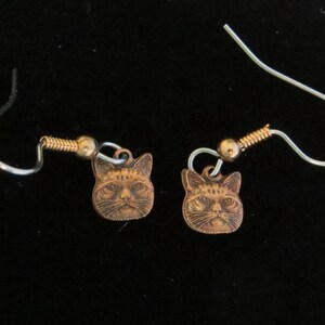 Cat Head Earring Copper Kitten Tomcat Kitty Feline Mouser Lady Alley Kit EC050