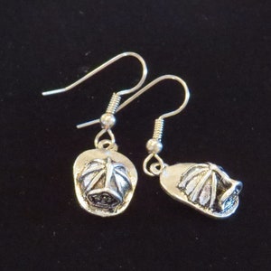 Firefigter Helmet Earrings Antiqued Oxidized Silver Fireman Hat Smoke Jumper Ladderman Engineman Fire ES512