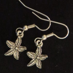 Brincos de estrela do mar, antiguidades, sem chumbo, estanho, estrela, peixe, verão, férias, praia, oceano, mar, concha es510