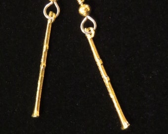 Clarinet Earrings 24 Karat Gold Plate or Silver Plate Music Teacher Band Orchestra Symphony Leader EG109 / ES053