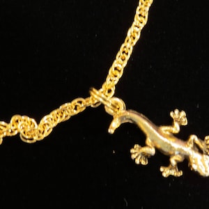 Pulseira de tornozelo Gecko Tornozeleira Banhada a ouro 24 quilates ou OMS e corrente de prata Lagarto Tamanho personalizado para você AG051/AS026