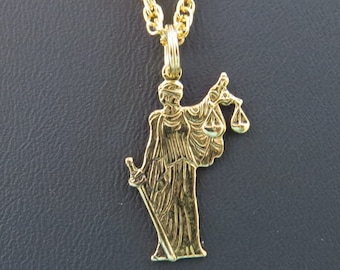 Attorney Lady Justice Necklace Lawyer Counselor Scales Legal Adviser Executive Law Member of the Bar Gold Plate or Silver Plate NG130/NS120