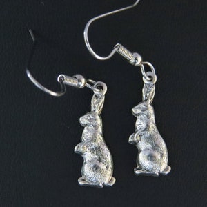 Rabbit Earrings 24 Karat Gold Plate Bunny Standing Hare Spring Easter Garden Cottontail EG048 / ES135