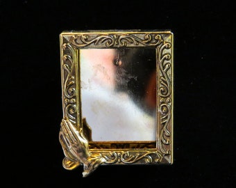 Praying Hands Photo Pin Brooch 24 Karat Gold Plate Lightly Antiqued Add Picture of a Special Loved One Christian Small Wearable Frame PG386