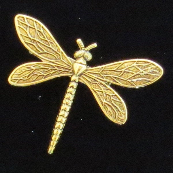 Dragonfly Pin Broche 24 carats Or ou Argent Plaque Libellules Été Art Nouveau Jardin Bijoux PG117 / PS072