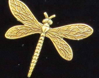 Dragonfly Pin Brooch 24 karat Gold or Silver Plate Dragonflies Summer Art Nouveau Garden Jewelry PG117 / PS072