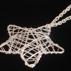 Stars Wire Wrapped 5 Points Celestial Necklace 24 Karat Gold Plate or Silver Plate Christmas Holiday Holidays NG078 / NS080