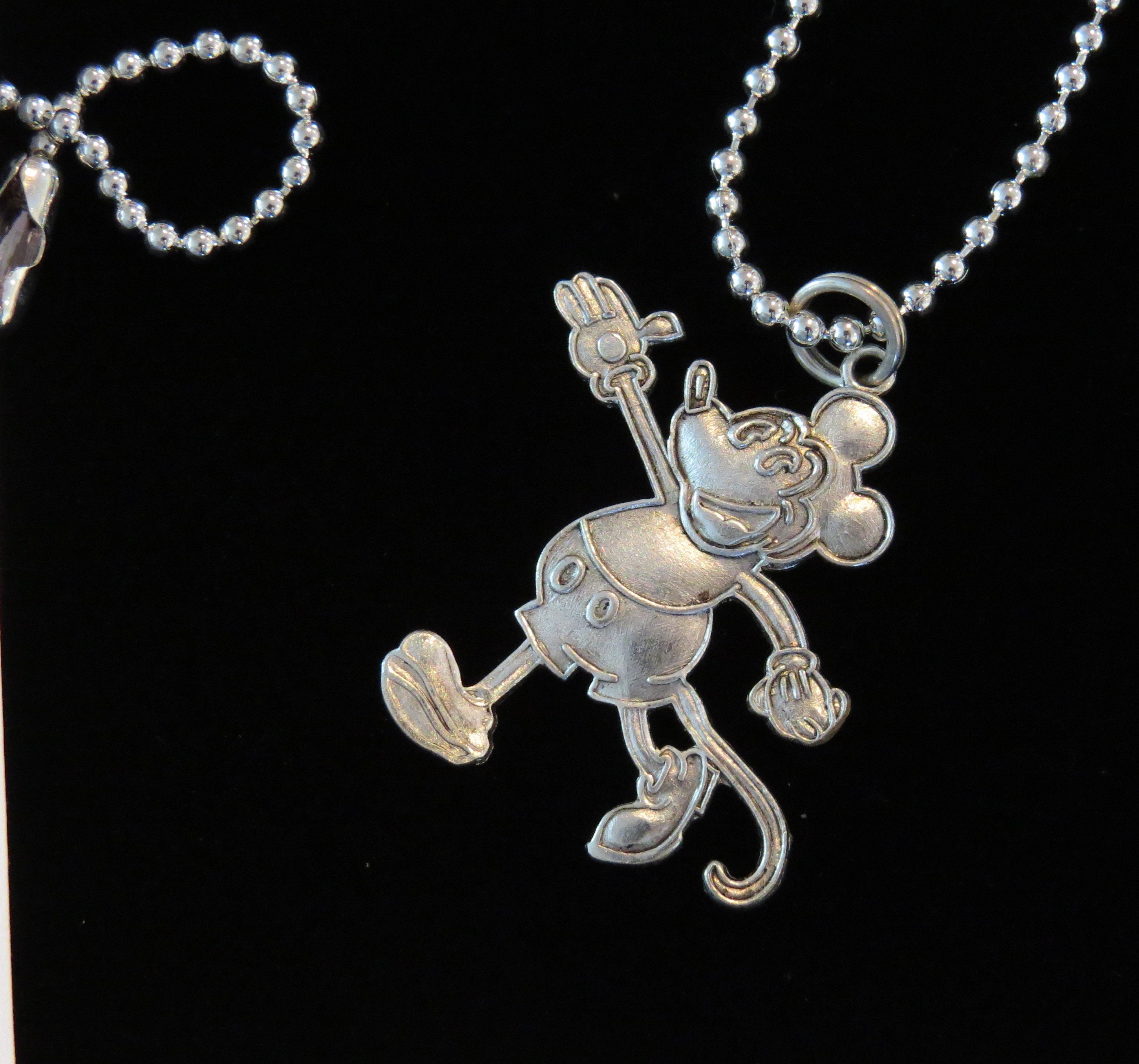 ミッキーマウス ヴィンテージ風 ディズニー ネックレス シルバー