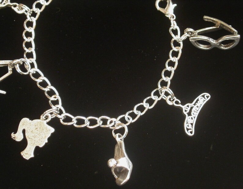 Vintage Barbie Doll Theme Charm Bracelet 7 Inch or 8 Inch Oxidized