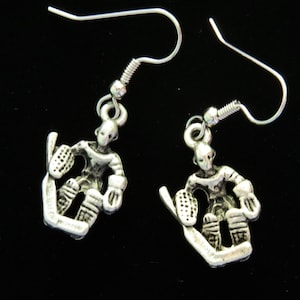 Ice Hockey Goalie Earrings Skate Skates 24 Karat Gold Plate or Oxidized Matte Silver Hockey Mom EG298 / ES267