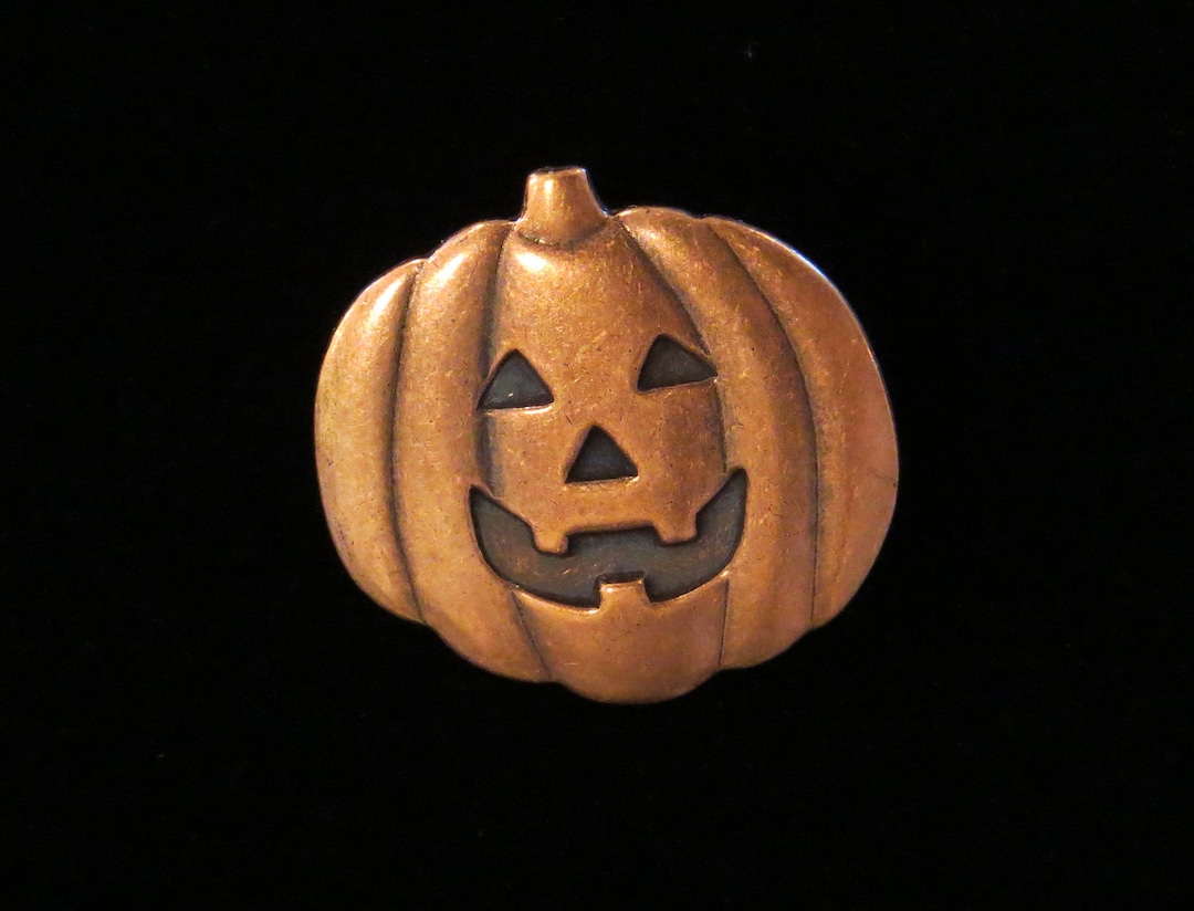 Jackolantern Brooch Copper Halloween Tack Pin All Hallows Etsy