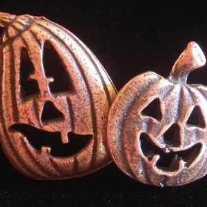 Jack-O-Lanterns Brooch Tack Pin Copper Halloweens Jack-o-lantern Spooky All Hallows Eve PC006 image 4