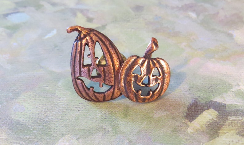 Jack-O-Lanterns Brooch Tack Pin Copper Halloweens Jack-o-lantern Spooky All Hallows Eve PC006 image 2