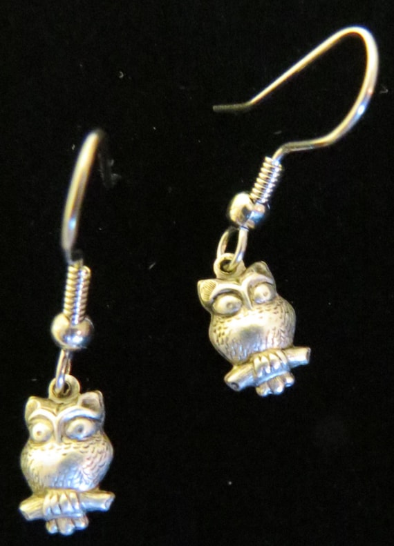 Boucles D'oreilles Chouette Plaqué Or Et Zircon - Pendantes - Neuves Avec étiquettes