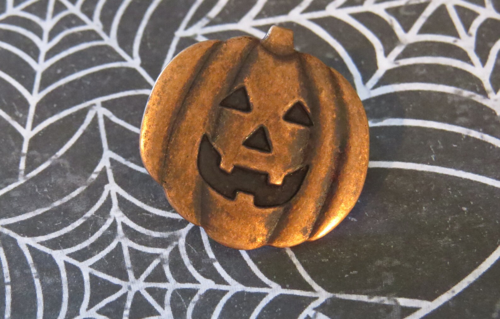 Jackolantern Brooch Copper Halloween Tack Pin All Hallows Etsy