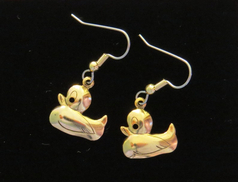 Rubber Ducky Earrings 24 Karat Gold Plate Baby Shower Party Etsy