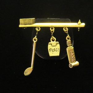 Zahnarzt Pin Brosche 24 Karat Gold Platte Zahnbürste Zahnpasta Dental Hygieniker Floss Schmuck PG246/PS213