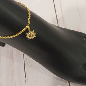 Sun Ankle Bracelet Anklet 24 Karat Gold Plate or Silver Plate Sun on Sterling Silver Plate Chain Celestial Sunny Face Gift AG023/AS022